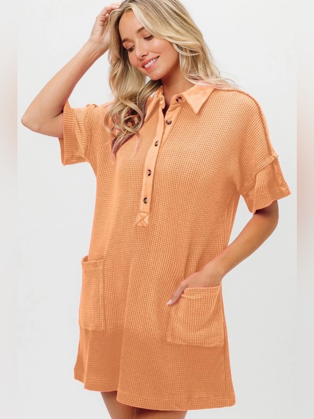 BiBi Dip Dye Mineral Washed Knit Dress / Orange / NWOT / S / Ptp-21” / length-35